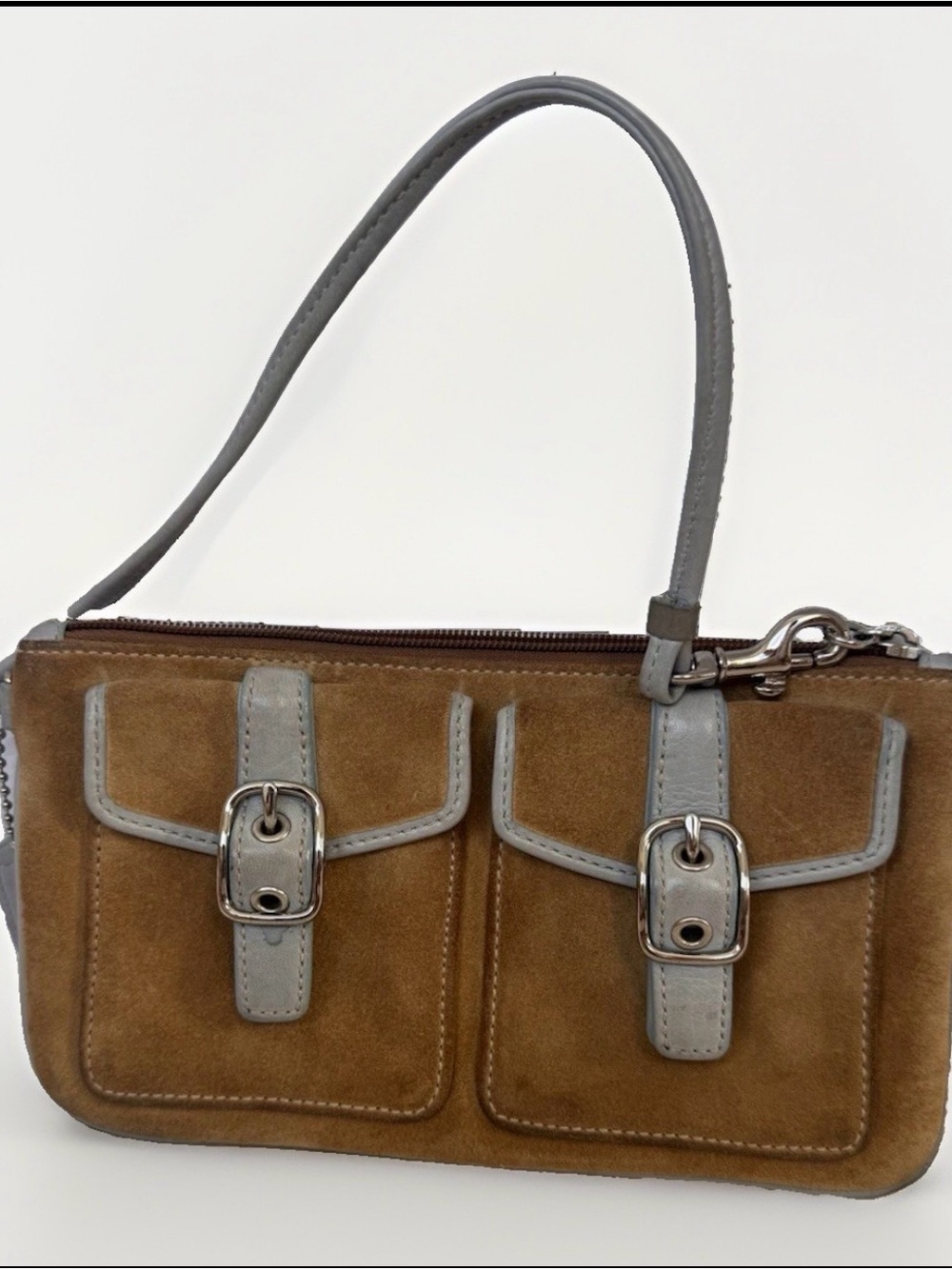 Coach Vintage Suede Y2K Cargo Pocket Wristlet Baguette